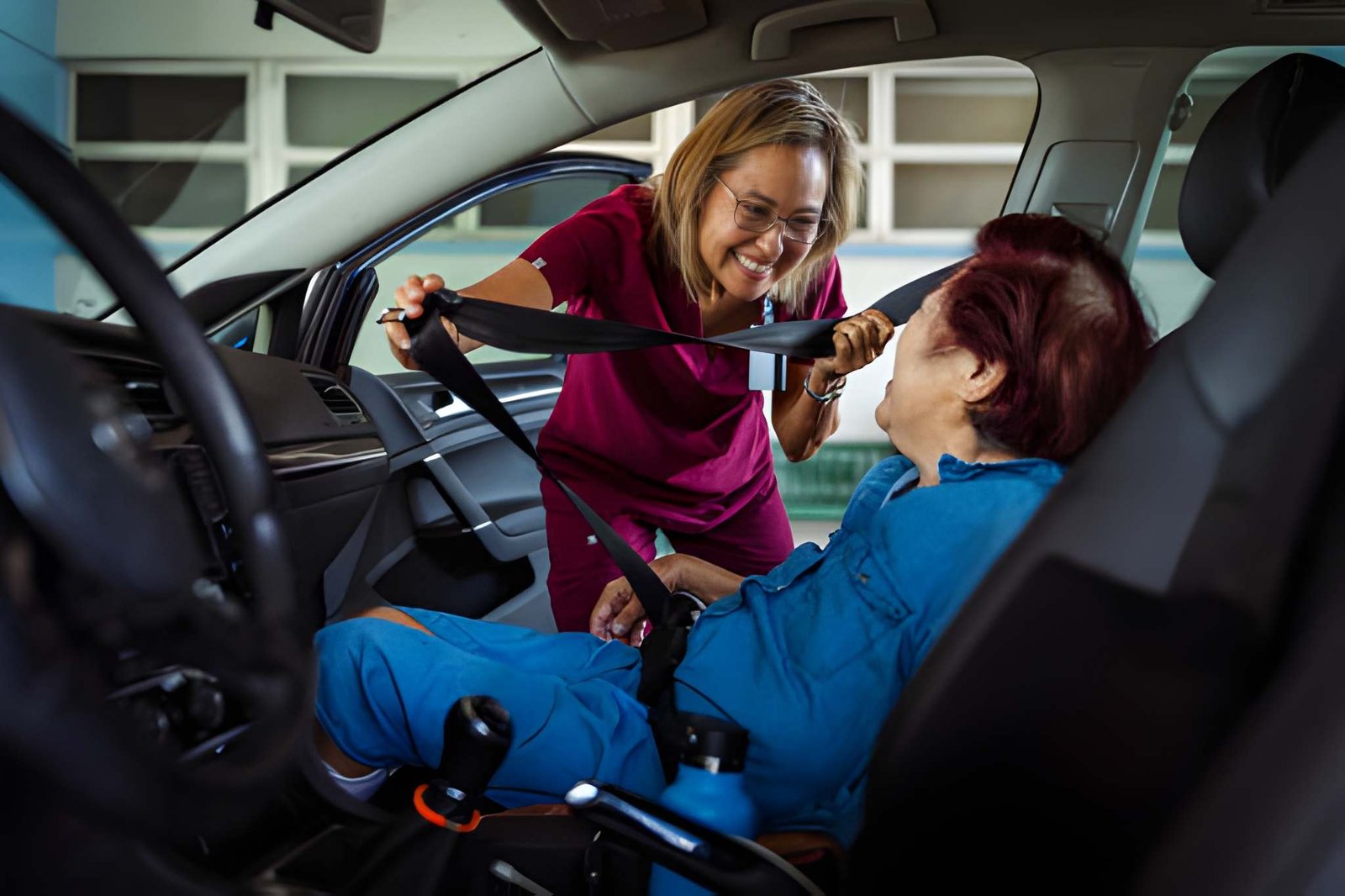 Caregiver building a caring bond with client